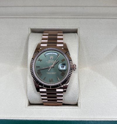 Rolex Day-date 40 Arabic Calendar Very Rare Olive Green Dial Full Rose Gol 40mm