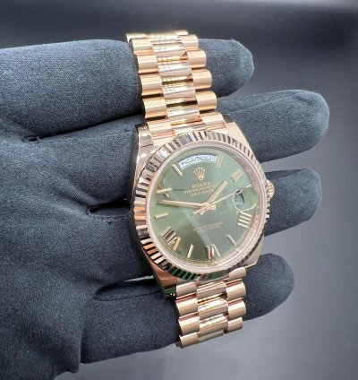 Rolex Day-date 40 Arabic Calendar Very Rare Olive Green Dial Full Rose Gol 40mm