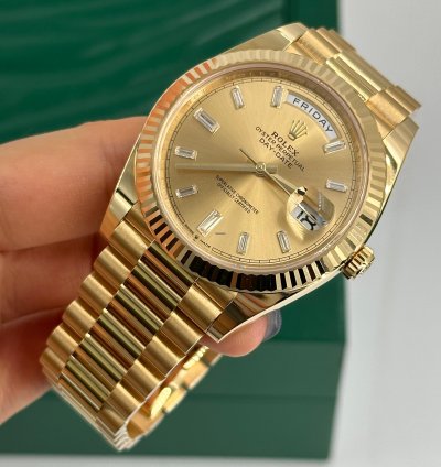 Rolex Day-date 40 Baguette Diamonds Champagne Dial