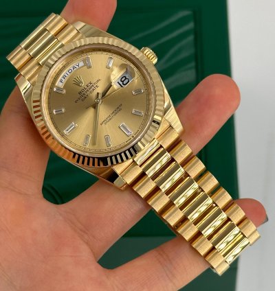 Rolex Day-date 40 Baguette Diamonds Champagne Dial