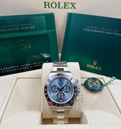 Rolex Daytona Cosmograph Daytona Ice Blue Baguette Dial Platinum Bracelet 126506a Unworn 2024