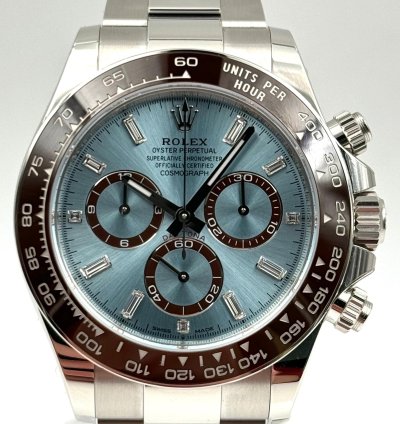 Rolex Daytona Cosmograph Daytona Ice Blue Baguette Dial Platinum Bracelet 126506a Unworn 2024