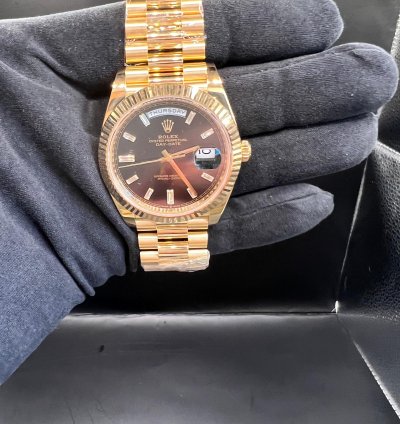 Rolex Day-date 40 Black Baguette Diamond Dial Full Yellow Gold