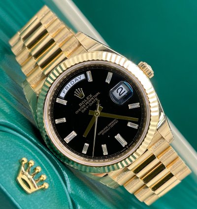 Rolex Day-date 40 Black Dial - Baguette - Ref 228238 - Unworn 2022