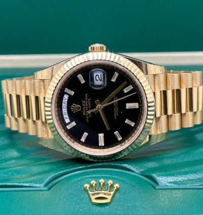 Rolex Day-date 40 Black Dial - Baguette - Ref 228238 - Unworn 2022