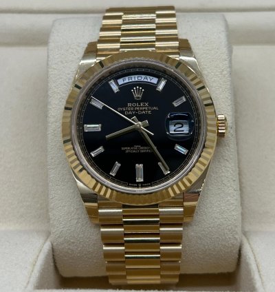 Rolex Day-date 40 Black Dial - Baguette - Ref 228238 - Unworn 2022