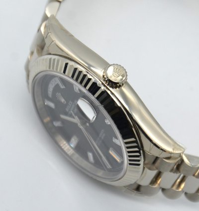 Rolex Day-date 40 Black Dial 10 Baguette Diamond