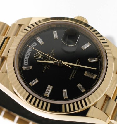 Rolex Day-date 40 Black Diamond Baguette Dial 228238