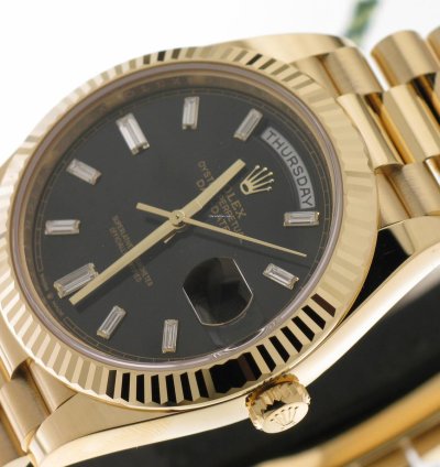 Rolex Day-date 40 Black Diamond Baguette Dial 228238