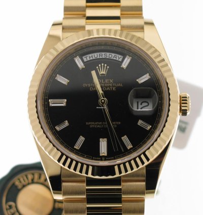 Rolex Day-date 40 Black Diamond Baguette Dial 228238