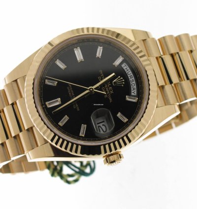 Rolex Day-date 40 Black Diamond Baguette Dial 228238