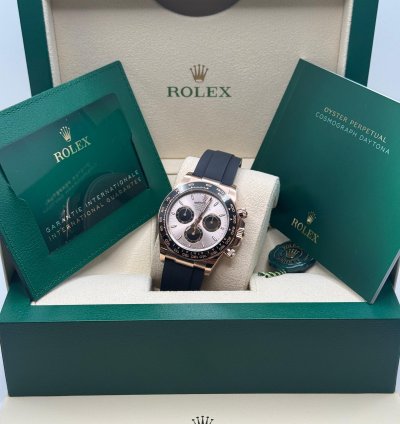 Rolex Daytona Cosmograph Daytona New 2023 Pink Sundust Dial 18k Rose Gold Case Ceramic Bezel Oysterflex