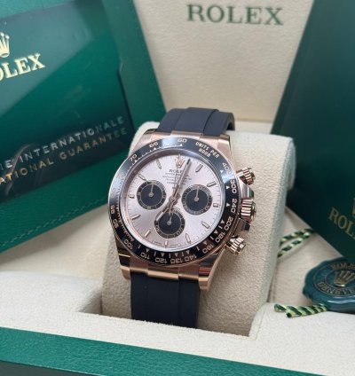 Rolex Daytona Cosmograph Daytona New 2023 Pink Sundust Dial 18k Rose Gold Case Ceramic Bezel Oysterflex