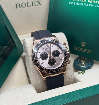 Rolex Daytona Cosmograph Daytona New 2023 Pink Sundust Dial 18k Rose Gold Case Ceramic Bezel Oysterflex