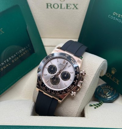 Rolex Daytona Cosmograph Daytona New 2023 Pink Sundust Dial 18k Rose Gold Case Ceramic Bezel Oysterflex