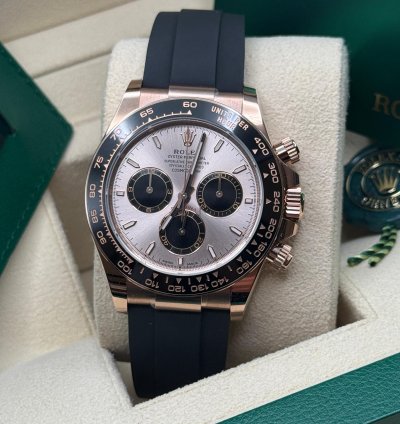 Rolex Daytona Cosmograph Daytona New 2023 Pink Sundust Dial 18k Rose Gold Case Ceramic Bezel Oysterflex