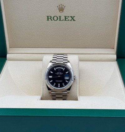 Rolex Day-date 40 Black Diamond Set Dial White Gold