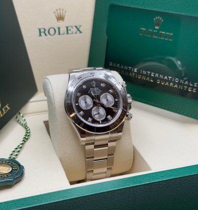 Rolex Daytona Cosmograph Daytona New 2025 Black Diamond Dial Silver Subdial White Gold Oyster Bracelet