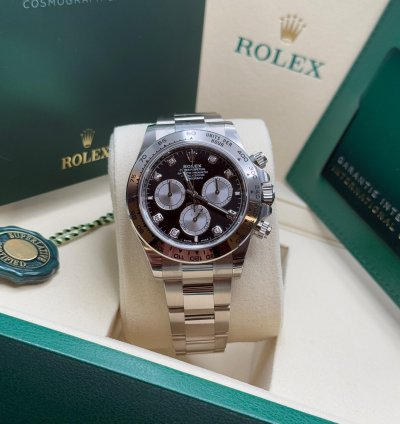 Rolex Daytona Cosmograph Daytona New 2025 Black Diamond Dial Silver Subdial White Gold Oyster Bracelet