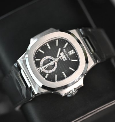 Patek Philippe Nautilus 5726a Annual Calendar Moon Phases Stainless Steel Leather Strap