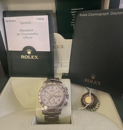 Rolex Daytona Cosmograph Daytona Or Blanc Cadran Diamant Coffret Et Certificat Origine