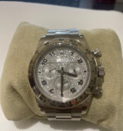 Rolex Daytona Cosmograph Daytona Or Blanc Cadran Diamant Coffret Et Certificat Origine