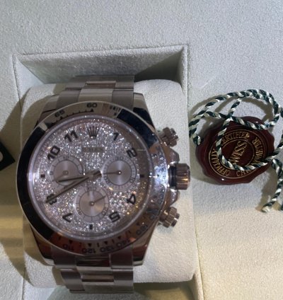 Rolex Daytona Cosmograph Daytona Or Blanc Cadran Diamant Coffret Et Certificat Origine