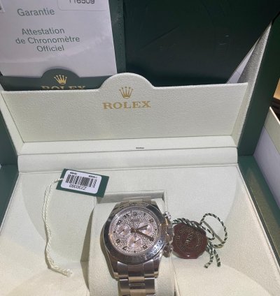 Rolex Daytona Cosmograph Daytona Or Blanc Cadran Diamant Coffret Et Certificat Origine