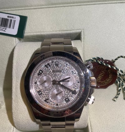 Rolex Daytona Cosmograph Daytona Or Blanc Cadran Diamant Coffret Et Certificat Origine