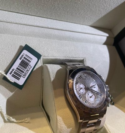 Rolex Daytona Cosmograph Daytona Or Blanc Cadran Diamant Coffret Et Certificat Origine