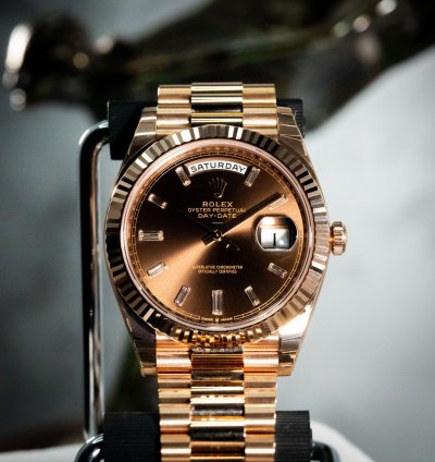 Rolex Day-date 40 Brown Dial Baguette Diamond Markers