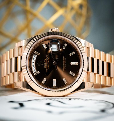 Rolex Day-date 40 Brown Dial Baguette Diamond Markers
