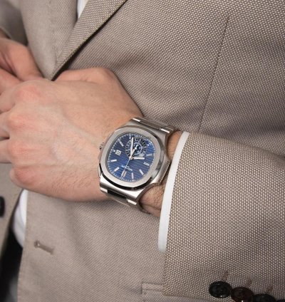 Patek Philippe Nautilus 5976 1g 18k White Gold 40th Anniversary Blue Diamond Dial 44 Mm