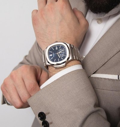 Patek Philippe Nautilus 5976 1g 18k White Gold 40th Anniversary Blue Diamond Dial 44 Mm