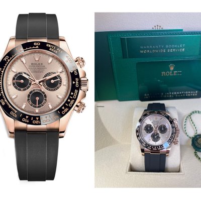 Rolex Daytona Cosmograph Daytona Rose Gold Dial Black Subdials Oysterflex 116515ln