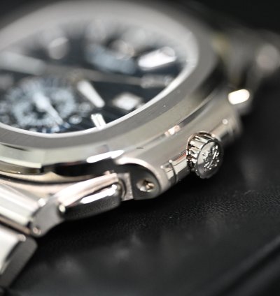 Patek Philippe Nautilus 5976 1g Chronograph 40th Anniversary White Gold Blue Dial Baguette Markers 44mm