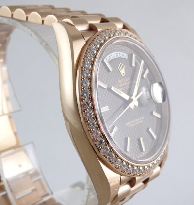 Rolex Day-date 40 Choco Dial Everrose Diamond Bezel