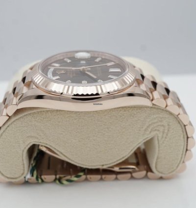 Rolex Day-date 40 Chocolate Baguette 2024 Neu Everose Full Set