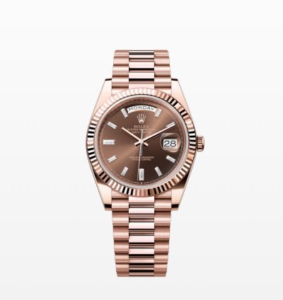 Rolex Day-date 40 Chocolate Baguette Diamond Dial Unworn
