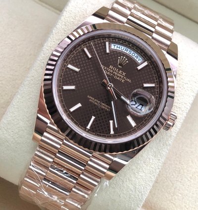 Rolex Day-date 40 Chocolate Diagonal Dial