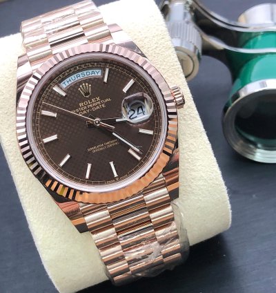 Rolex Day-date 40 Chocolate Diagonal Dial