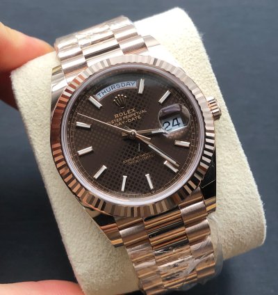 Rolex Day-date 40 Chocolate Diagonal Dial
