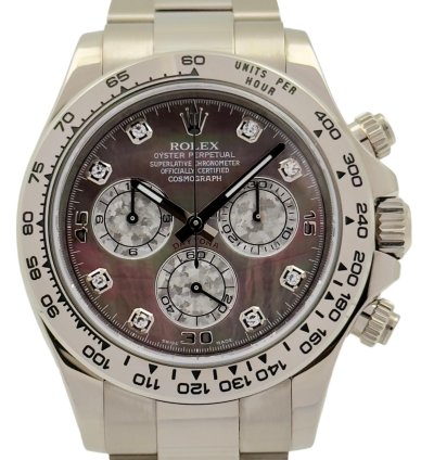 Rolex Daytona Cosmograph Daytona White Gold Mother Of Pearl Dial Diamonds Men