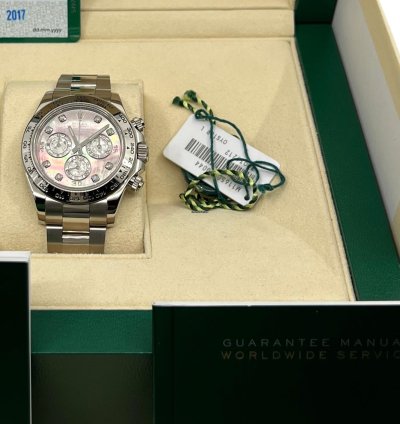 Rolex Daytona Cosmograph Daytona White Gold Mother Of Pearl Dial Diamonds Men