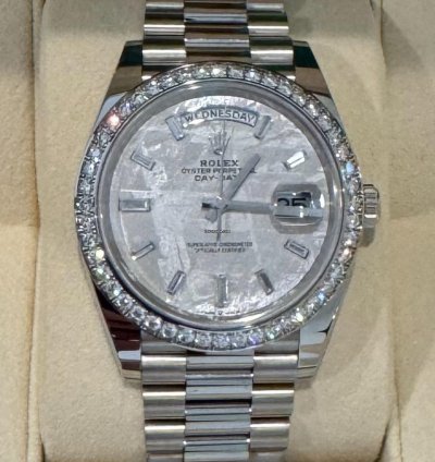 Rolex Day-date 40 Diamond Bezel Meteorite Mint 2023 Day-date 40 White Tag