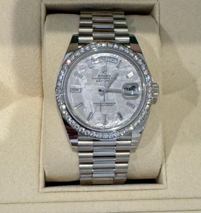 Rolex Day-date 40 Diamond Bezel Meteorite Mint 2023 Day-date 40 White Tag