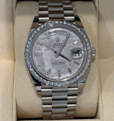 Rolex Day-date 40 Diamond Bezel Meteorite Mint 2023 Day-date 40 White Tag
