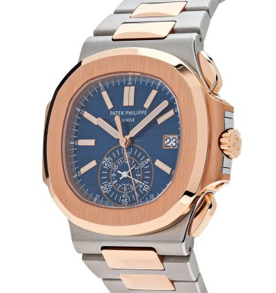 Patek Philippe Nautilus 5980 1ar-001 Chronograph Stainless Steel Rose Gold Blue Dial 2019