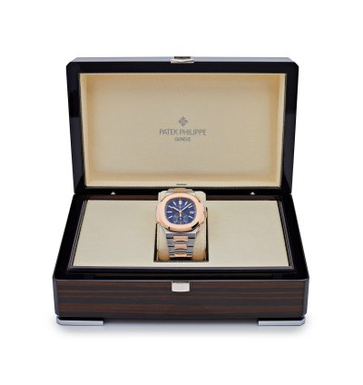 Patek Philippe Nautilus 5980 1ar-001 Chronograph Stainless Steel Rose Gold Blue Dial 2019