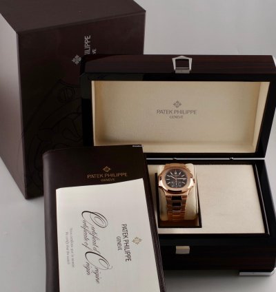 Patek Philippe Nautilus 5980 1r-001 18k Pink Gold Chronograph